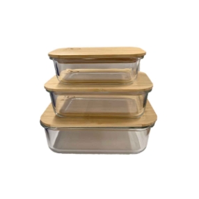 Glass Dishes with Bamboo Lids